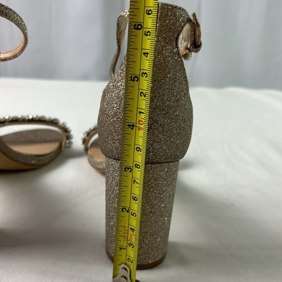 Jewel by Badgley Mischka Women's Gold Glitter Ankle Strap Slingback Heel Size 8M - Picture 6 of 7